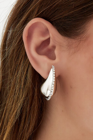 Boucle d'oreille goutte avec pierres - argent h5 Image3